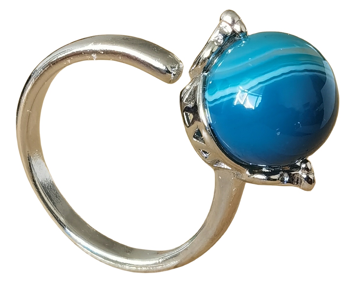 Silver Women 10MM Stone Balls Rings Adjustable SR0190S