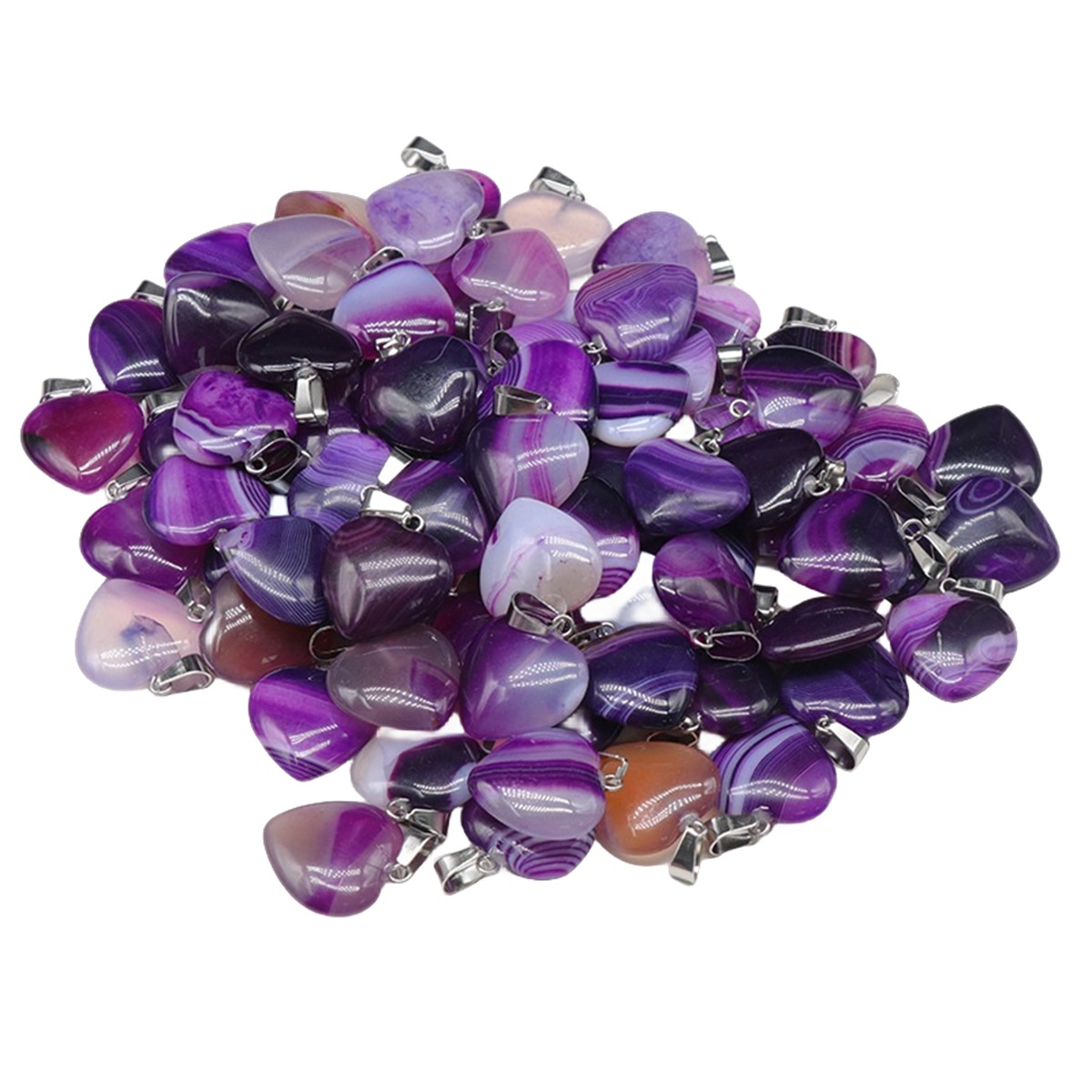20MM Natural Agate Heart Stone Pendants for Making Jewelry Necklace Earrings Bracelets