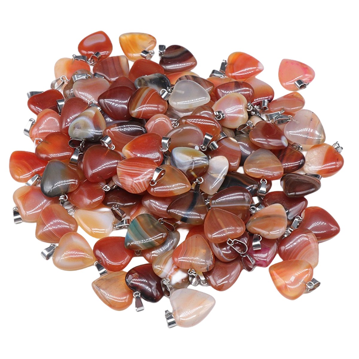 20MM Natural Agate Heart Stone Pendants for Making Jewelry Necklace Earrings Bracelets