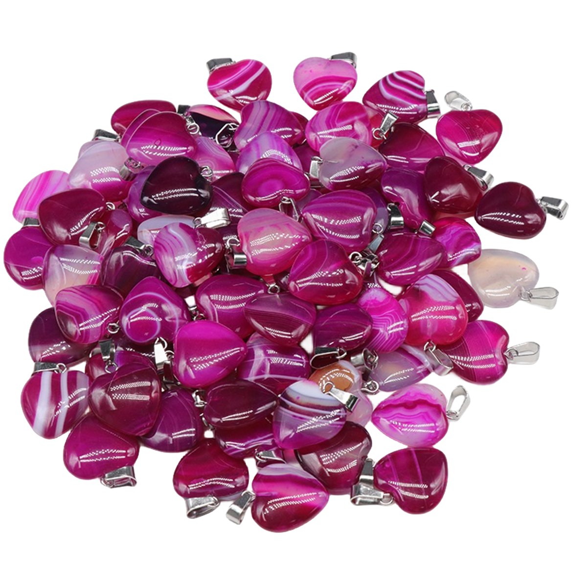 20MM Natural Agate Heart Stone Pendants for Making Jewelry Necklace Earrings Bracelets