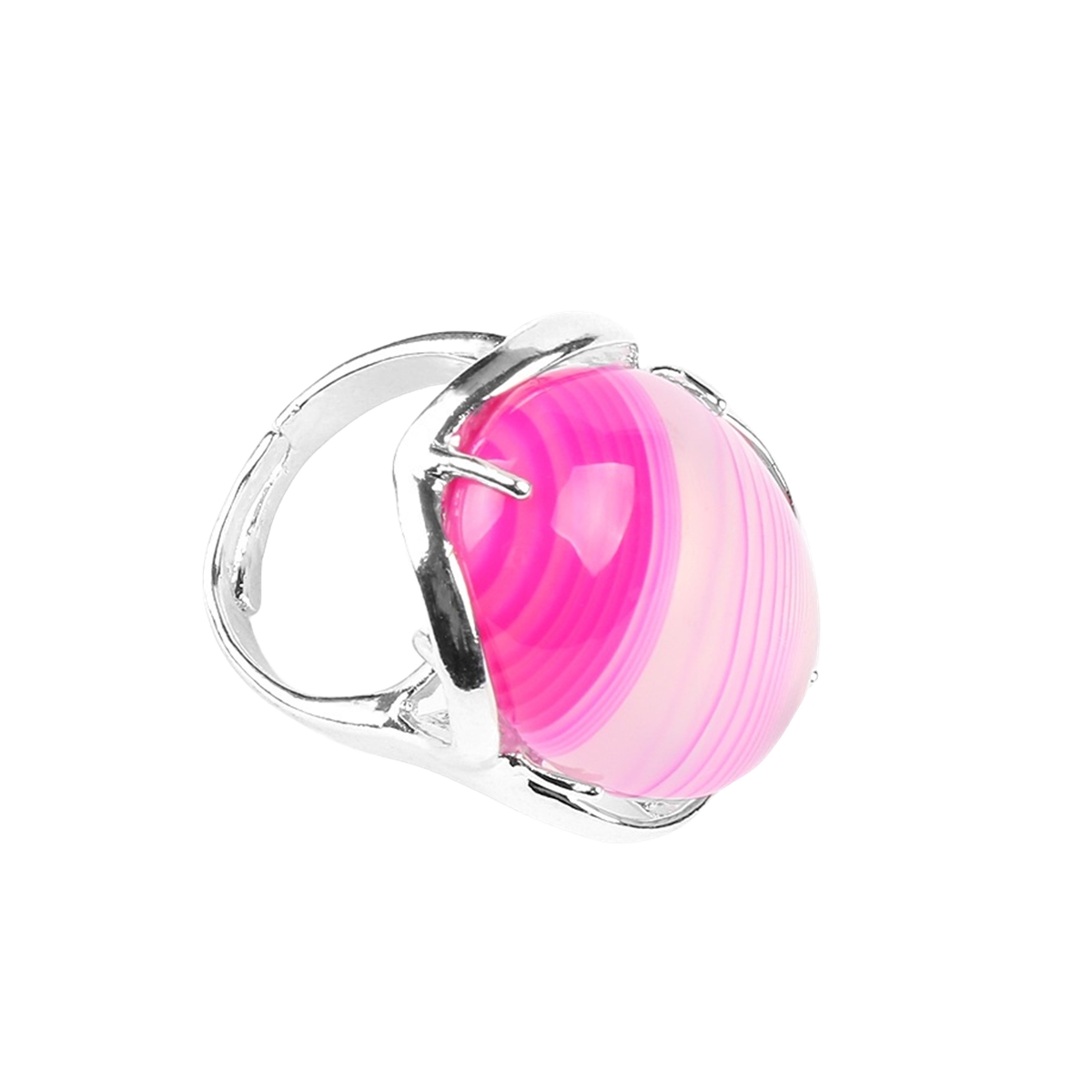 Silver Stone Rings for Women Men Adjustable 18x25MM Oval Gemstone CAB SR0156S 