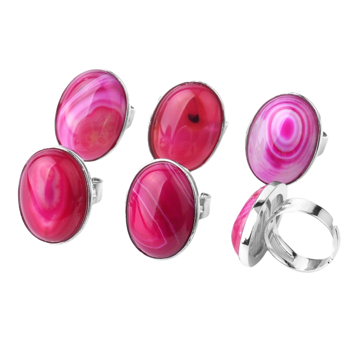 Silver Gemstone Rings for Women Men Adjustable 18x25MM Oval Gemstone CAB SR0157S 