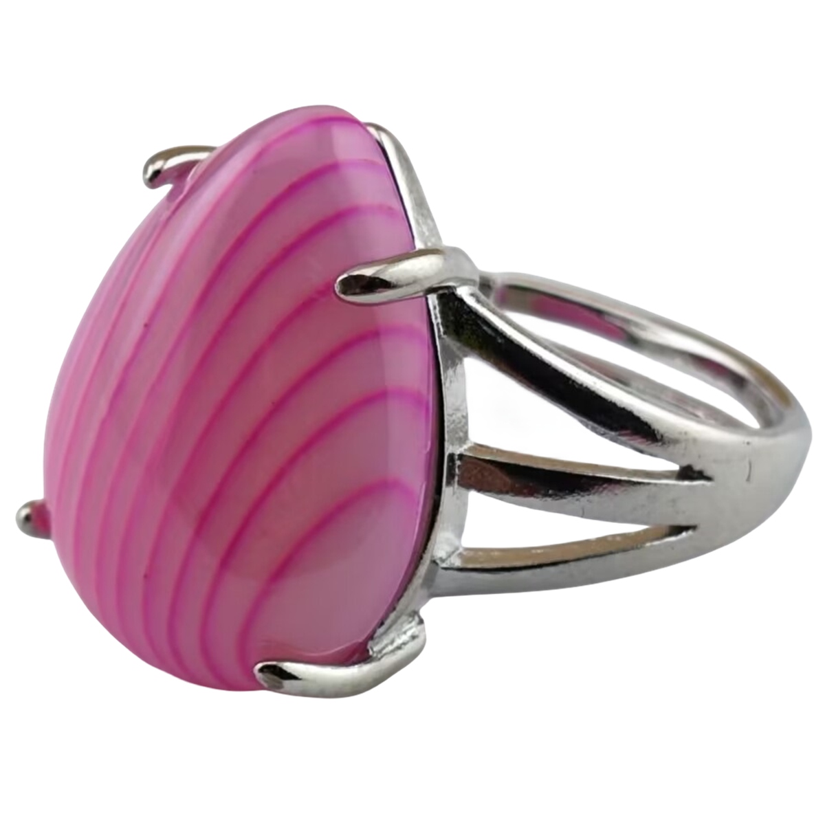 Silver Stone Rings for Women Men Adjustable 13x18MM Teardrop Gemstone Cabochons SR0185S