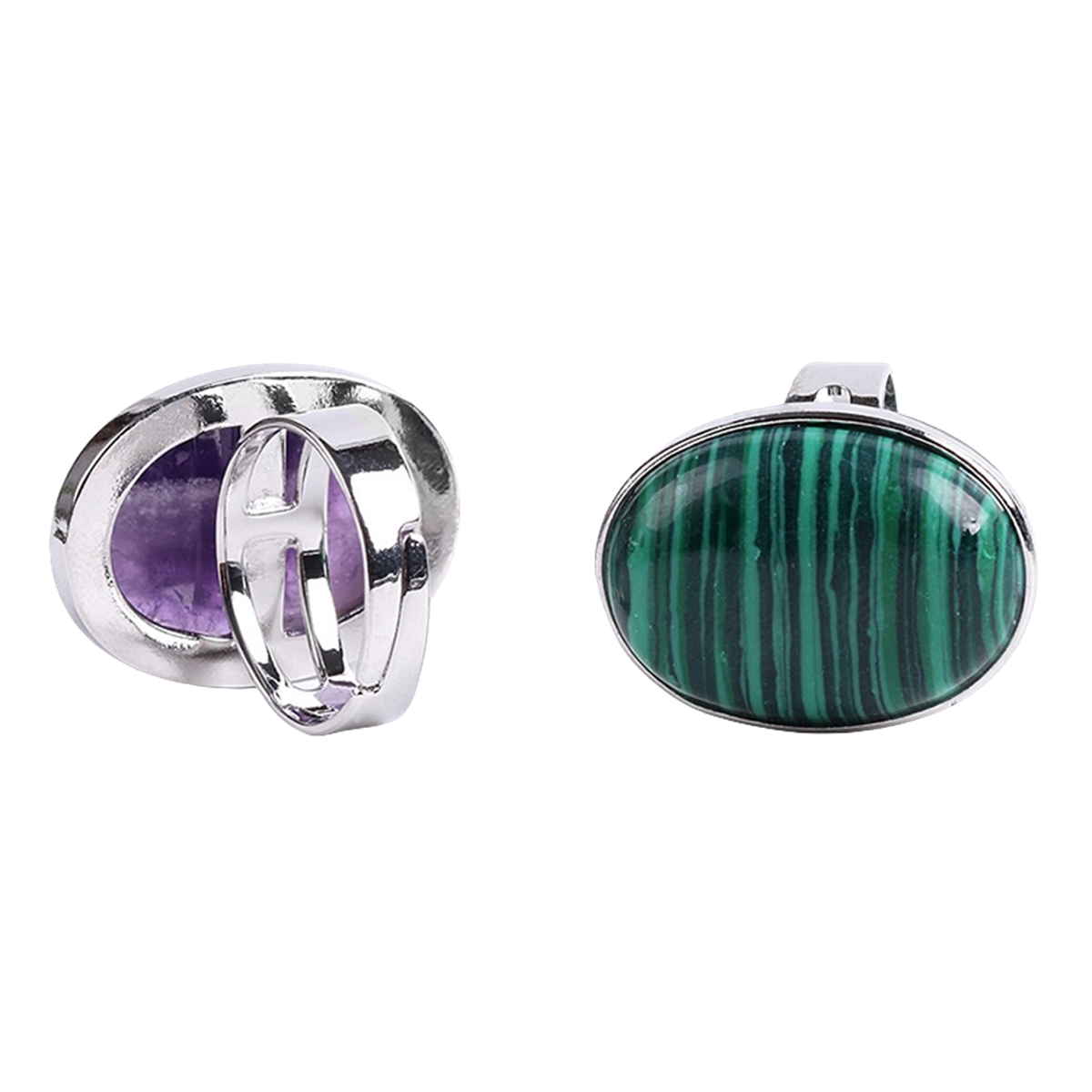 Silver Gemstone Rings for Women Men Adjustable 18x25MM Oval Gemstone CAB SR0157S 