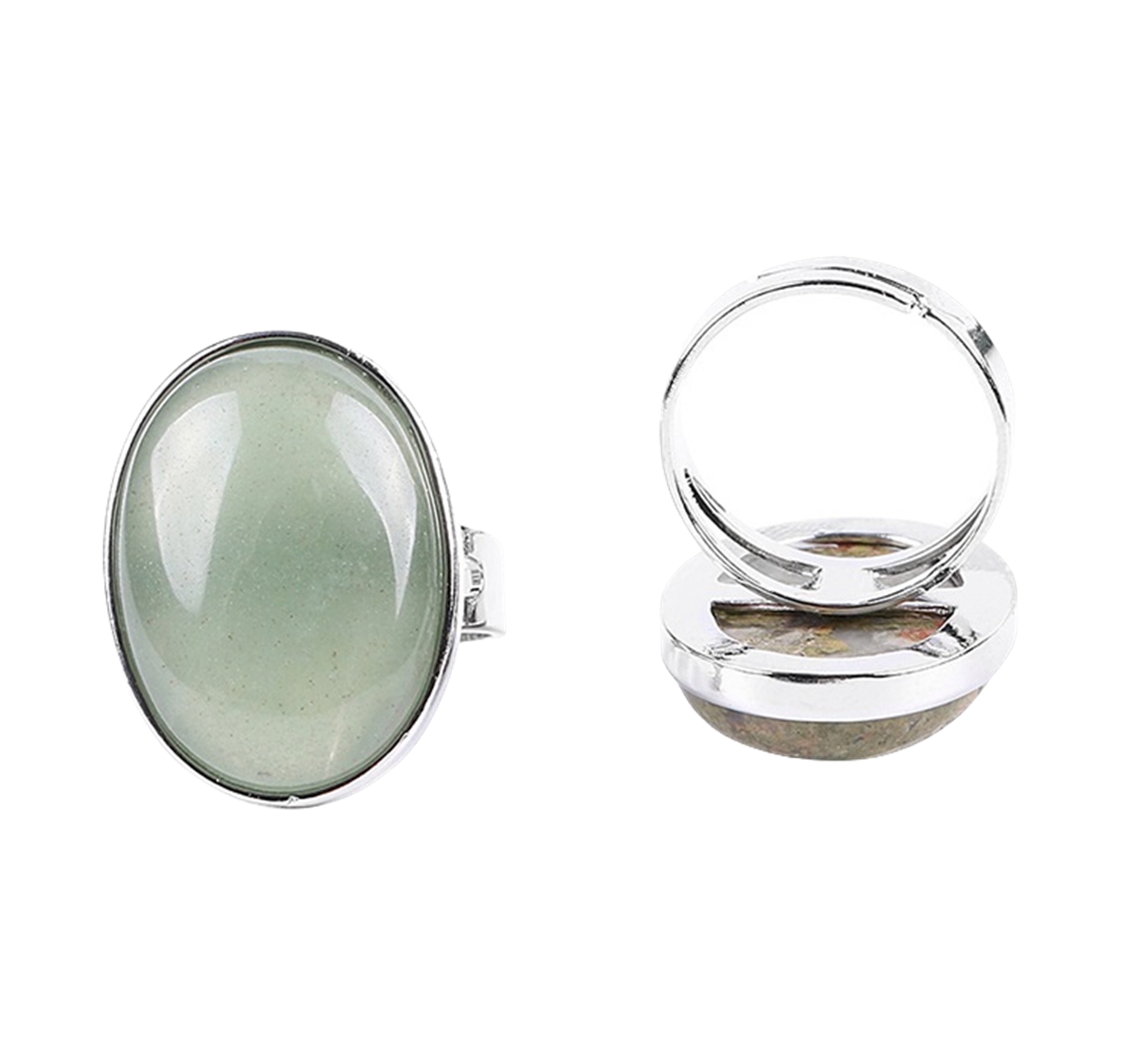Silver Gemstone Rings for Women Men Adjustable 18x25MM Oval Gemstone CAB SR0157S 