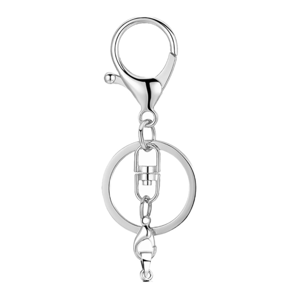 Silver Clover Gemstone Pendant Keychain 12MM Stone & Crystal Cabs  Keyring