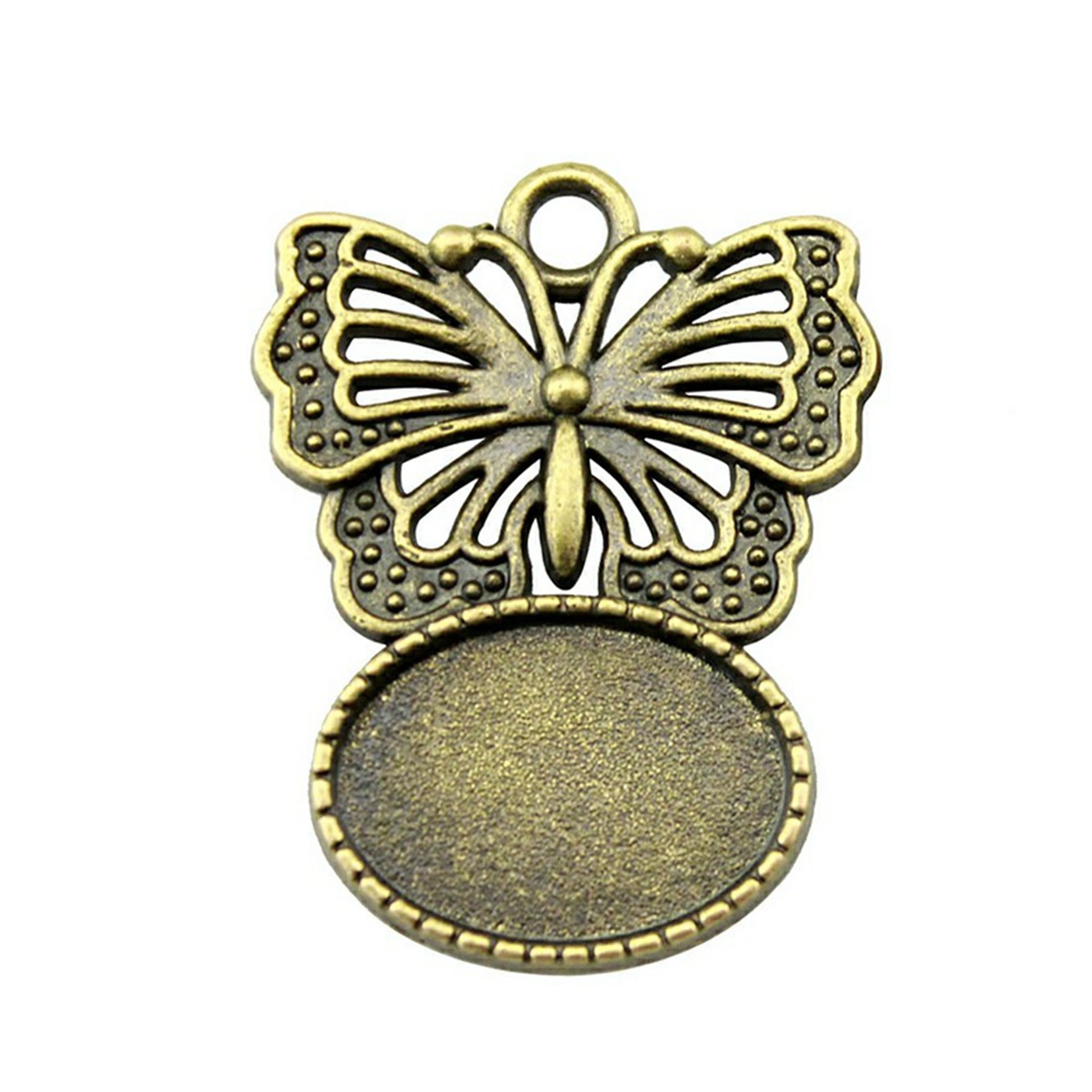 Silver Alloy Butterfly Gemstone Pendant for Making Jewelry with13x18MM Stone Cabs Steering wheel