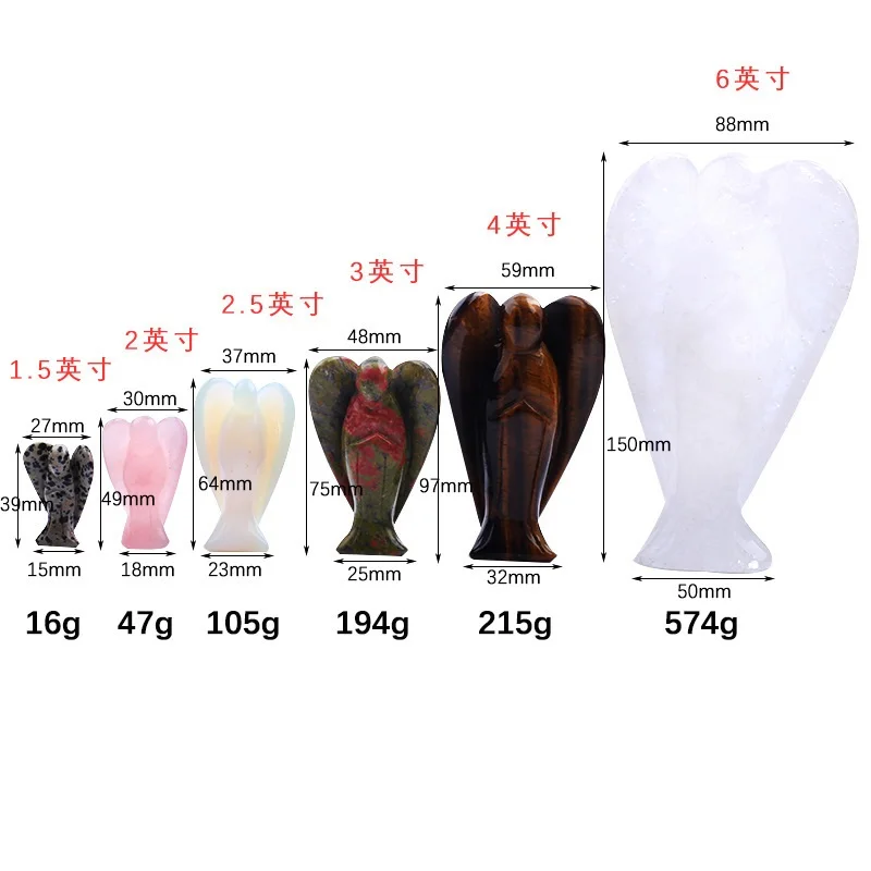 1.0Inch Hand Carved Gemstone Angel for Home office Decor