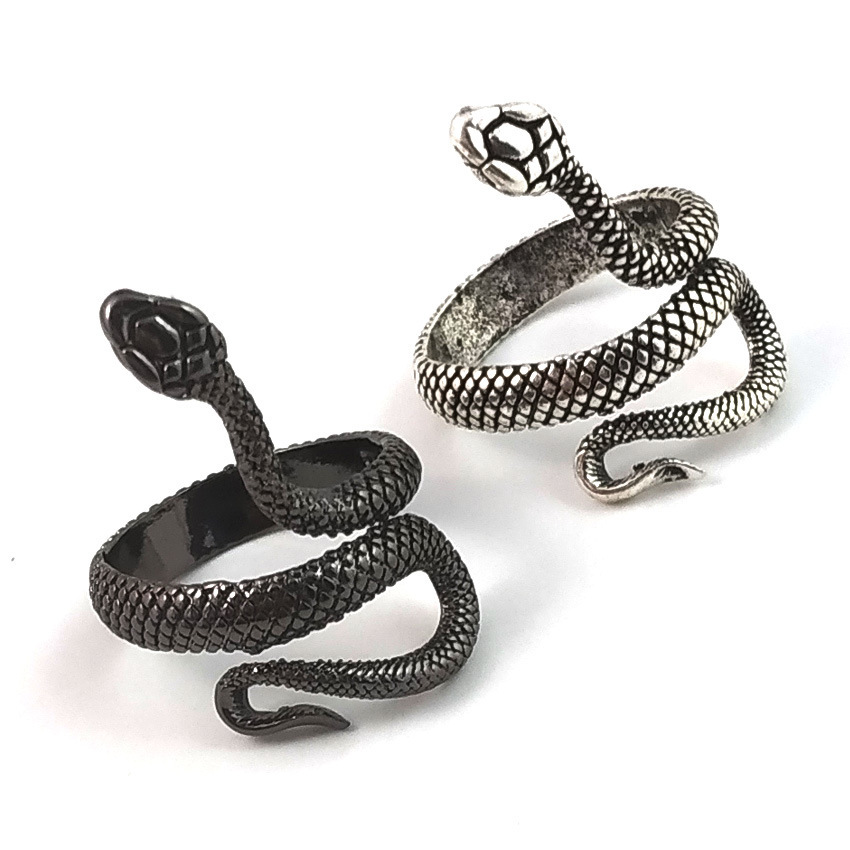 Silver Snake Ring for Women Men  Animal Punk VintageReptile Serpent Retro Opening Adjustable SR0105
