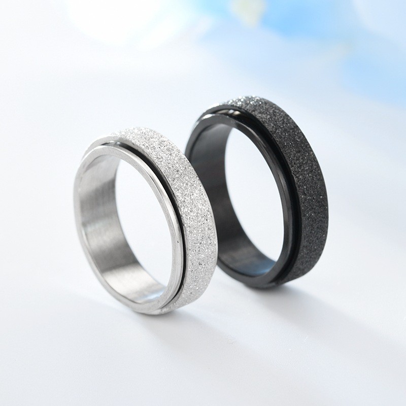 Steel Stainless Frosted Ring with Rotatable Anti Anxiety and Stress Relief Ring  Couple Ring Jewelry Wholesale