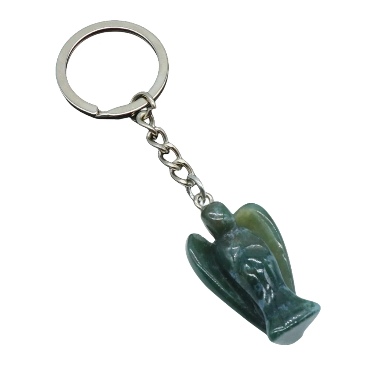Handmade Craved Gemstone Angel Pendant Keychain  1.5Inch Stone