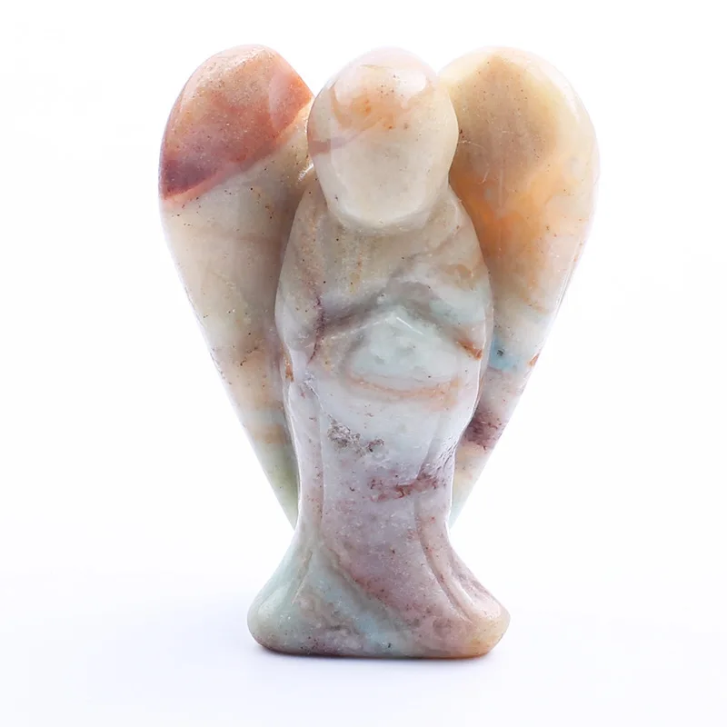 3.0Inch Hand Carved Gemstone Angel for Home office Decor