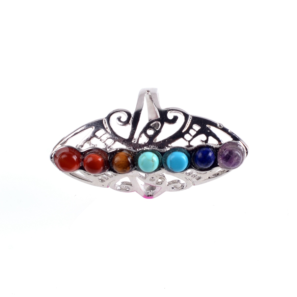 Healing Hollow Stones Adjustable 7 Chakra Ring Reiki Gem Jewelry for Women Me