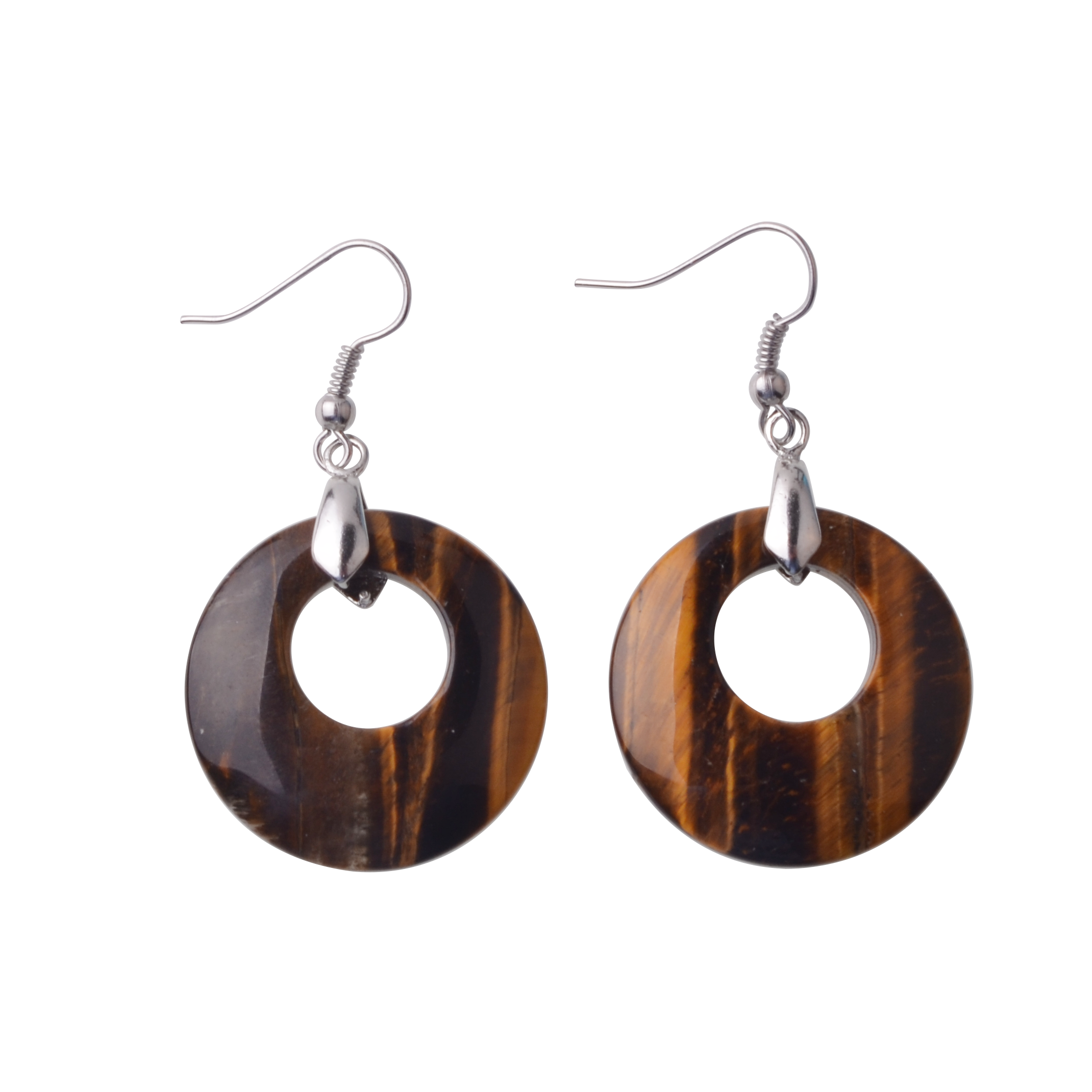 Natural Gemstone Dount Dangle Earrings for women Girls Healing Chakra Circle Round Crystal Pendant 28MM