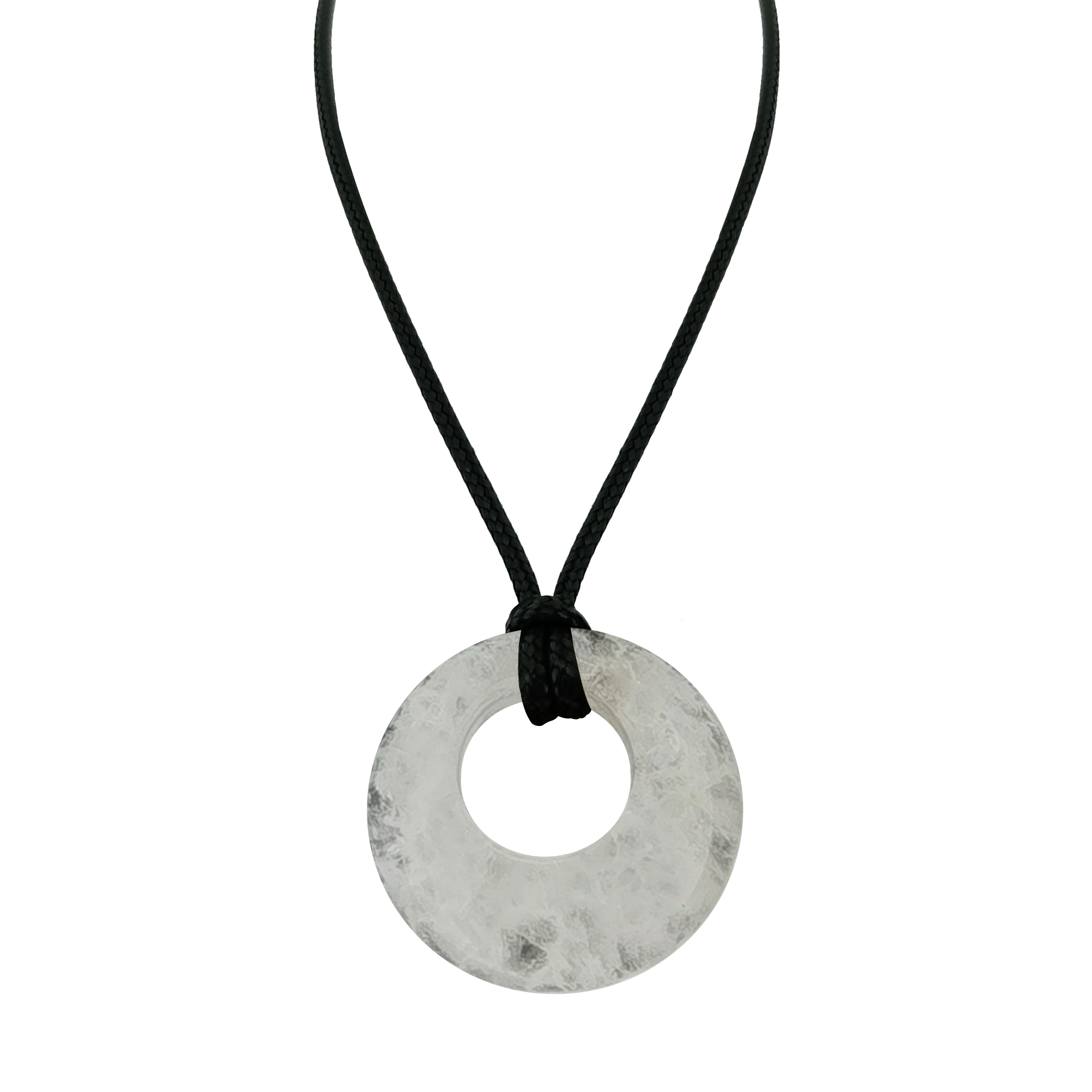 30mm Circle Donut Healing Crystals Necklace Natural Semi-Precious Chakra Gemstone Stone Amulet Lucky Coin Donuts Charm Protection Quartz Reiki Pendant Necklace for Men Women