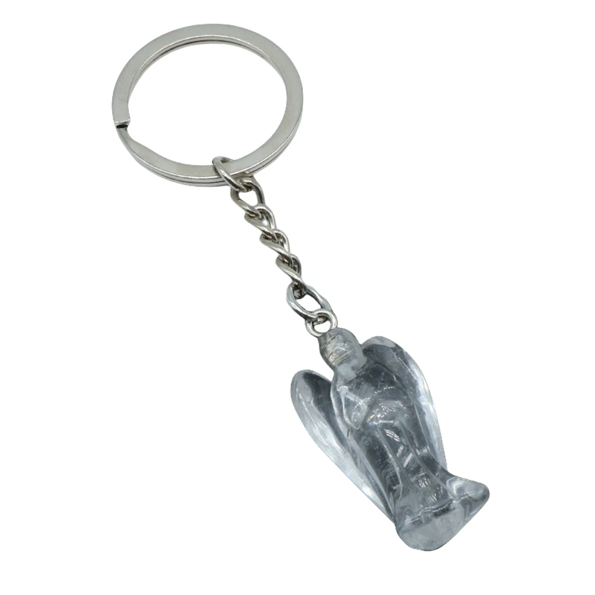 Handmade Craved Gemstone Angel Pendant Keychain  1.5Inch Stone
