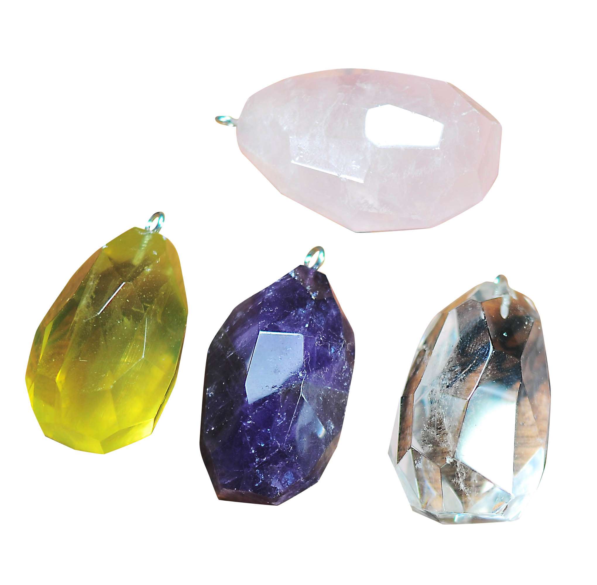 Faceted Oval Gemstone Pendant Natural Gemstone Charms for Necklace Jewelry Making