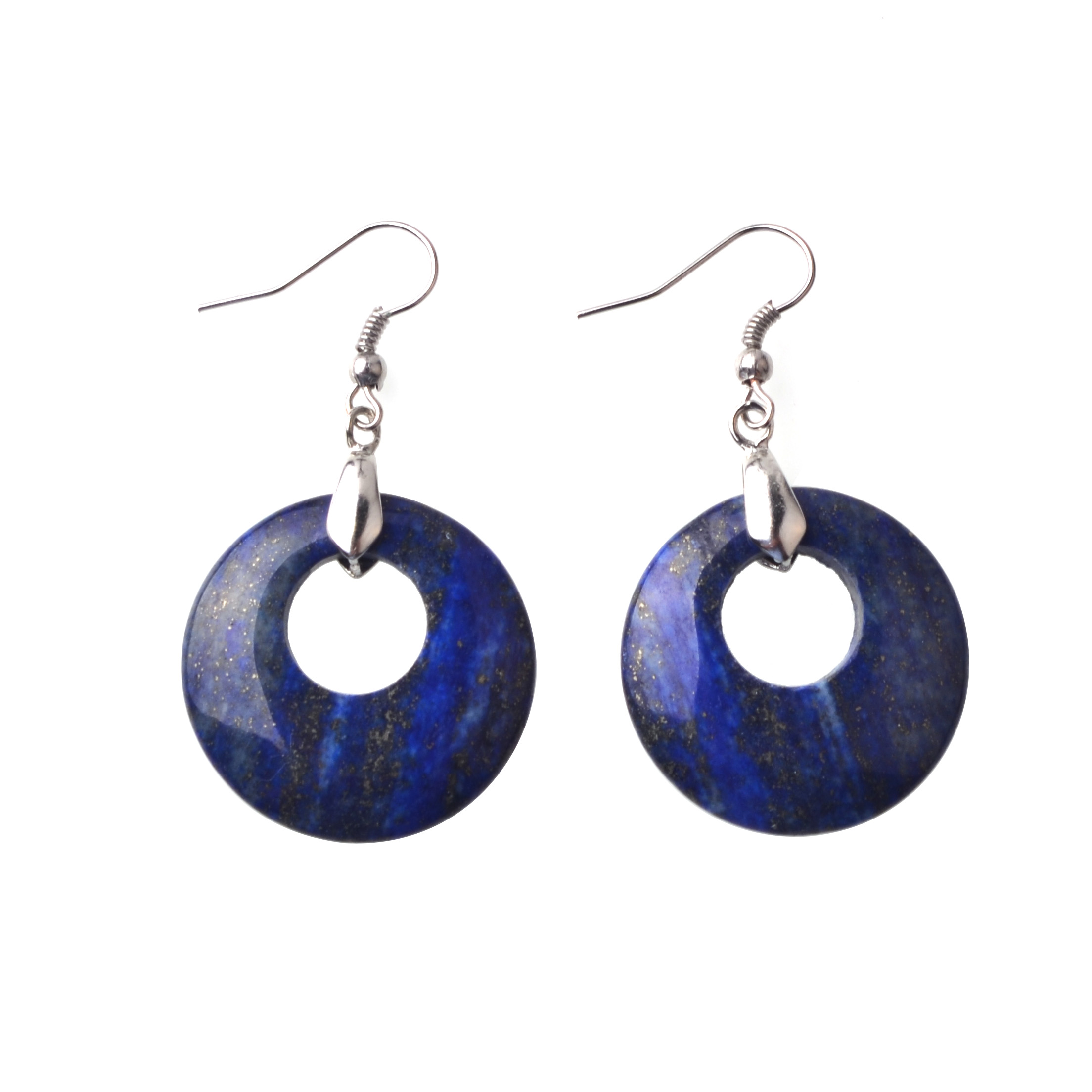 Natural Gemstone Dount Dangle Earrings for women Girls Healing Chakra Circle Round Crystal Pendant 28MM