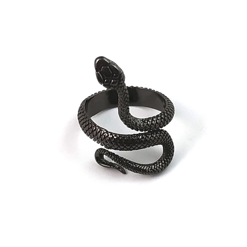 Silver Snake Ring for Women Men Animal Punk VintageReptile Serpent Retro Opening Adjustable SR0105