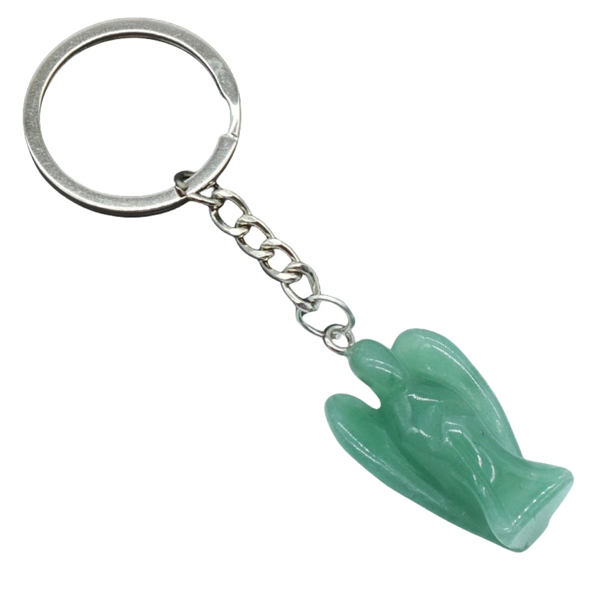 Handmade Craved Gemstone Angel Pendant Keychain  1.5Inch Stone