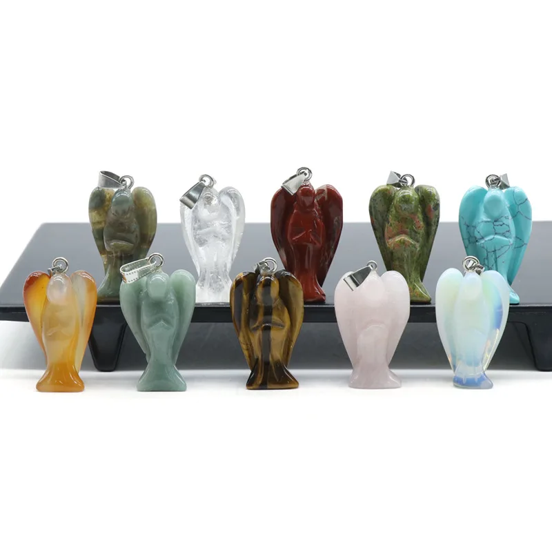 1.0Inch Handmade Craved Gemstone Angel Pendant for Making Jewelry