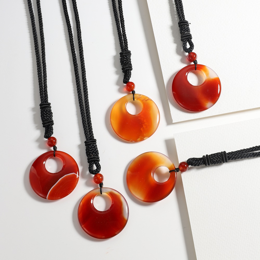 40MM Lucky Coin Round Donut Stones for Jewelry Making Protection Reiki Healing Gemstone Spiritual Crystal Necklace