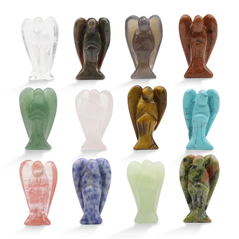 1.0Inch Hand Carved Gemstone Angel for Home office Decor