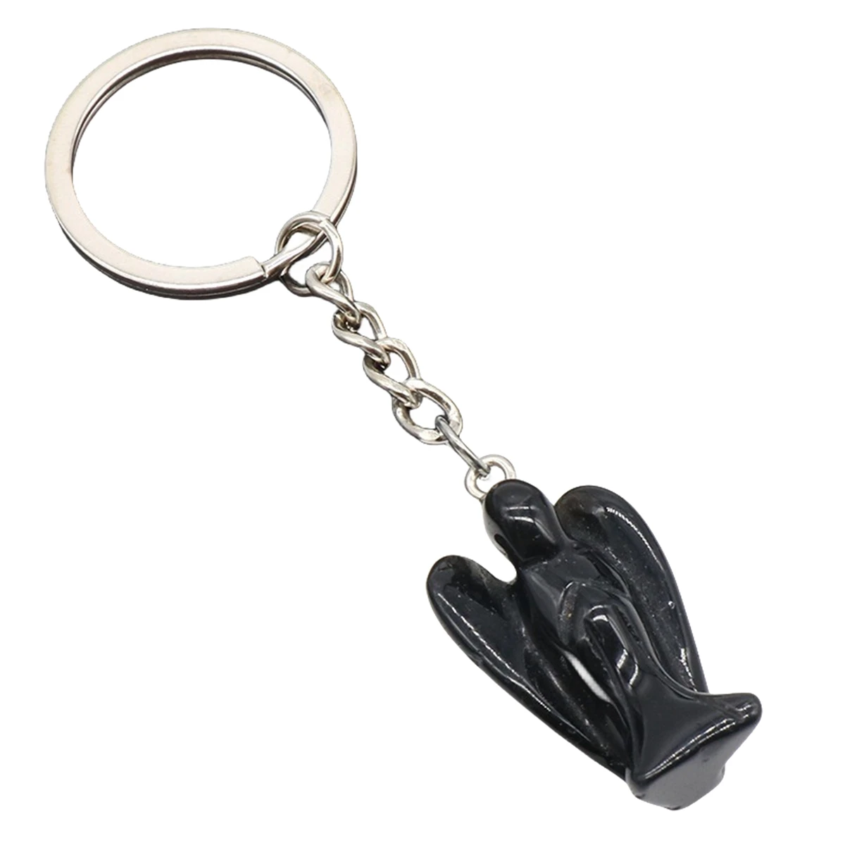 Handmade Craved Gemstone Angel Pendant Keychain  1.5Inch Stone