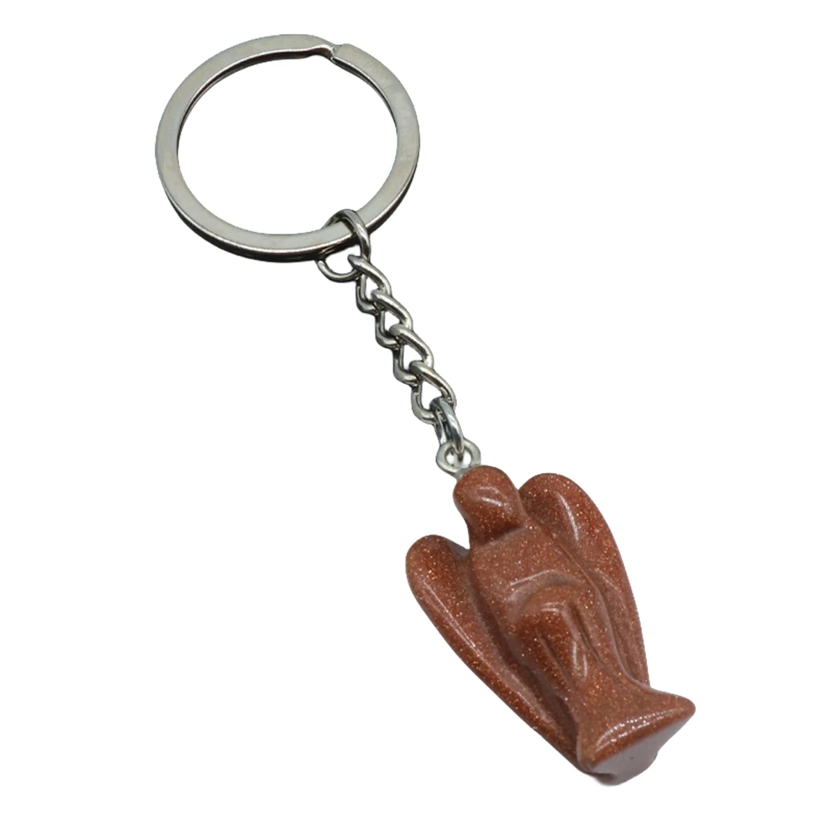 Handmade Craved Gemstone Angel Pendant Keychain  1.5Inch Stone