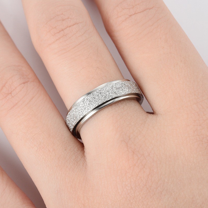 Steel Stainless Frosted Ring with Rotatable Anti Anxiety and Stress Relief Ring  Couple Ring Jewelry Wholesale
