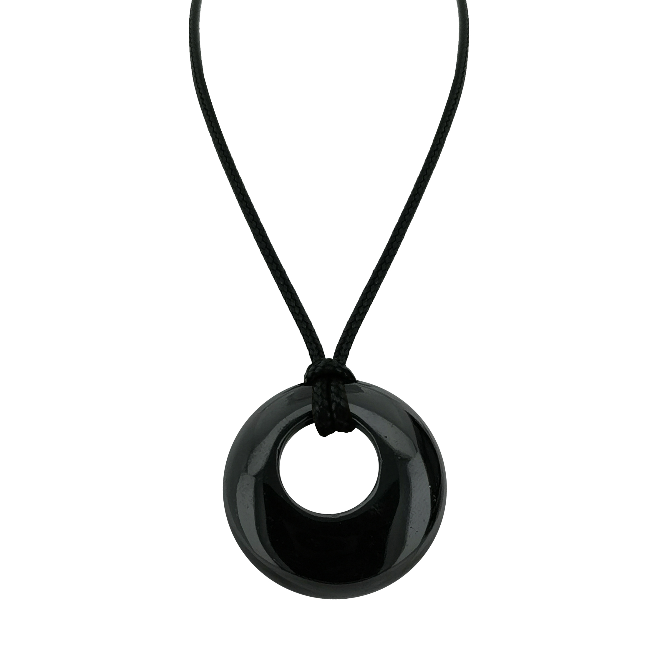 30mm Circle Donut Healing Crystals Necklace Natural Semi-Precious Chakra Gemstone Stone Amulet Lucky Coin Donuts Charm Protection Quartz Reiki Pendant Necklace for Men Women