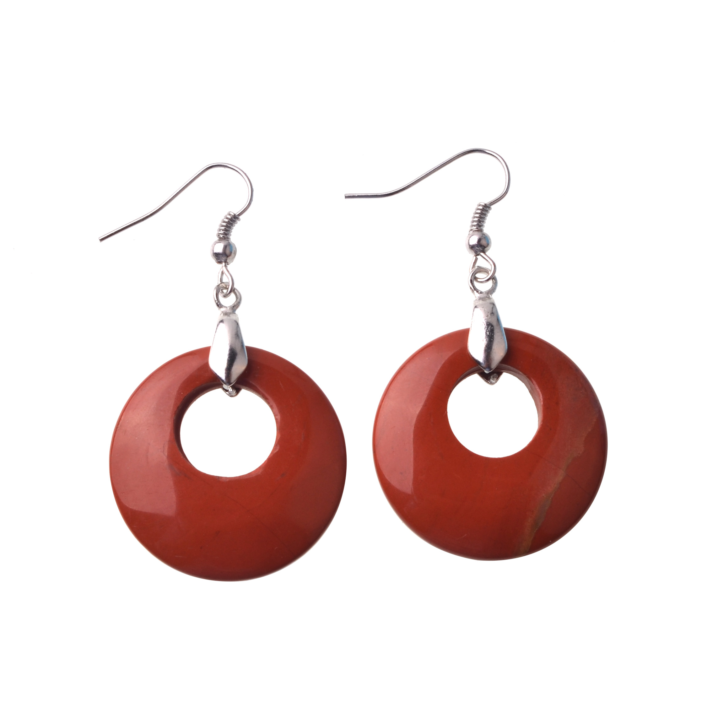 Natural Gemstone Dount Dangle Earrings for women Girls Healing Chakra Circle Round Crystal Pendant 28MM