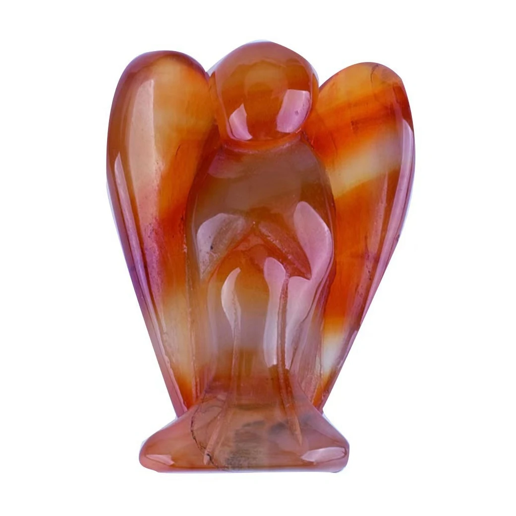 3.0Inch Hand Carved Gemstone Angel for Home office Decor