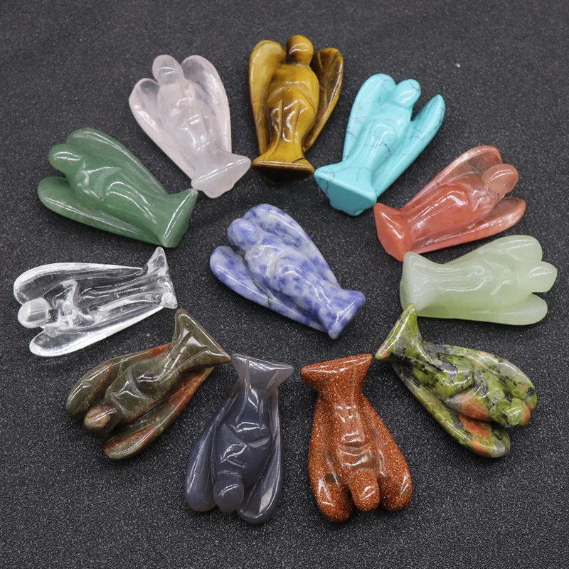 1.0Inch Hand Carved Gemstone Angel for Home office Decor