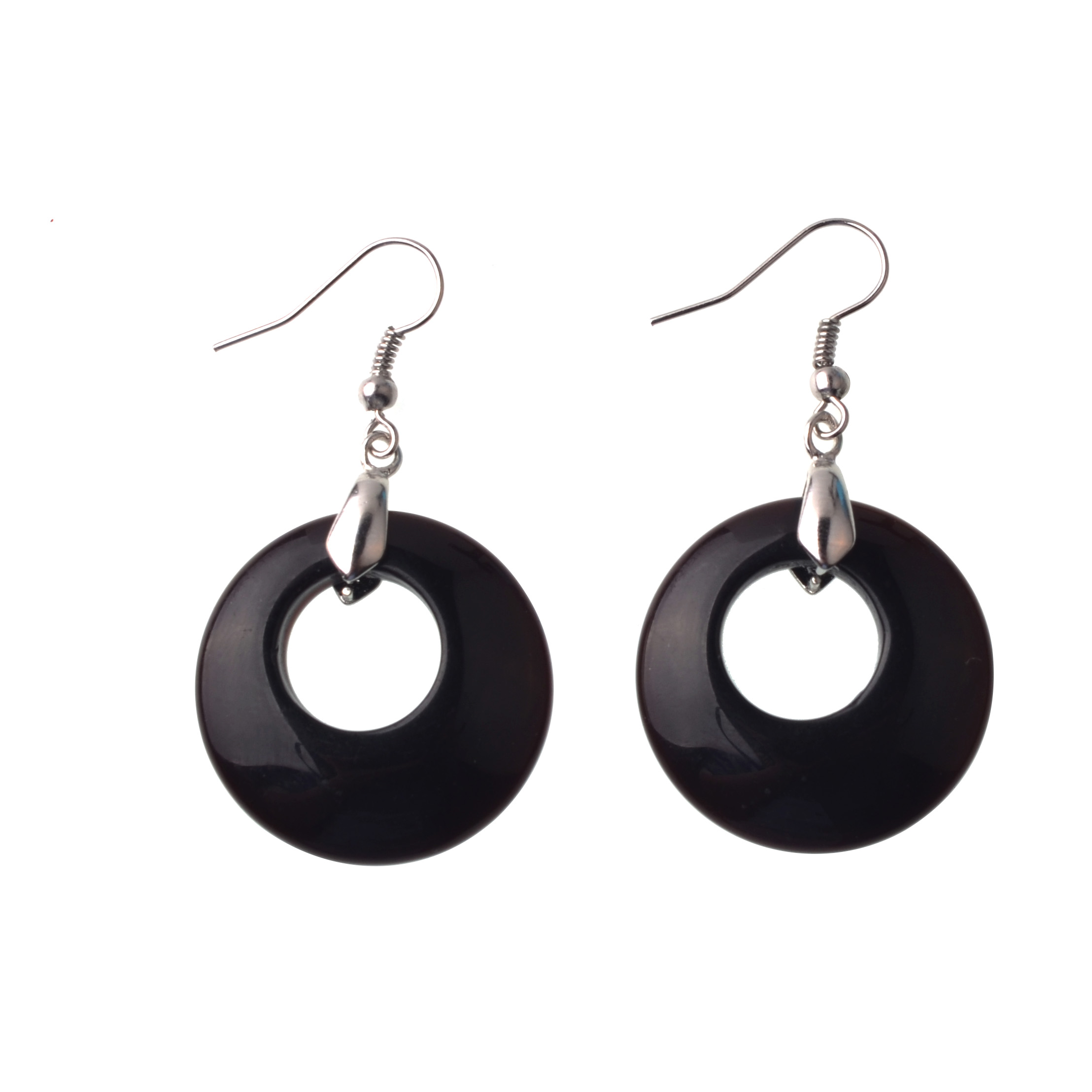 Natural Gemstone Dount Dangle Earrings for women Girls Healing Chakra Circle Round Crystal Pendant 28MM