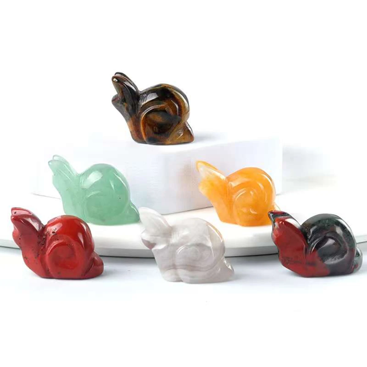 Crystal Snail Decor Figurine, 1" Hand Carved Healing Reiki Animal Gemstone Statues Toy Pocket Garden Decoration Sculpture for Home Office