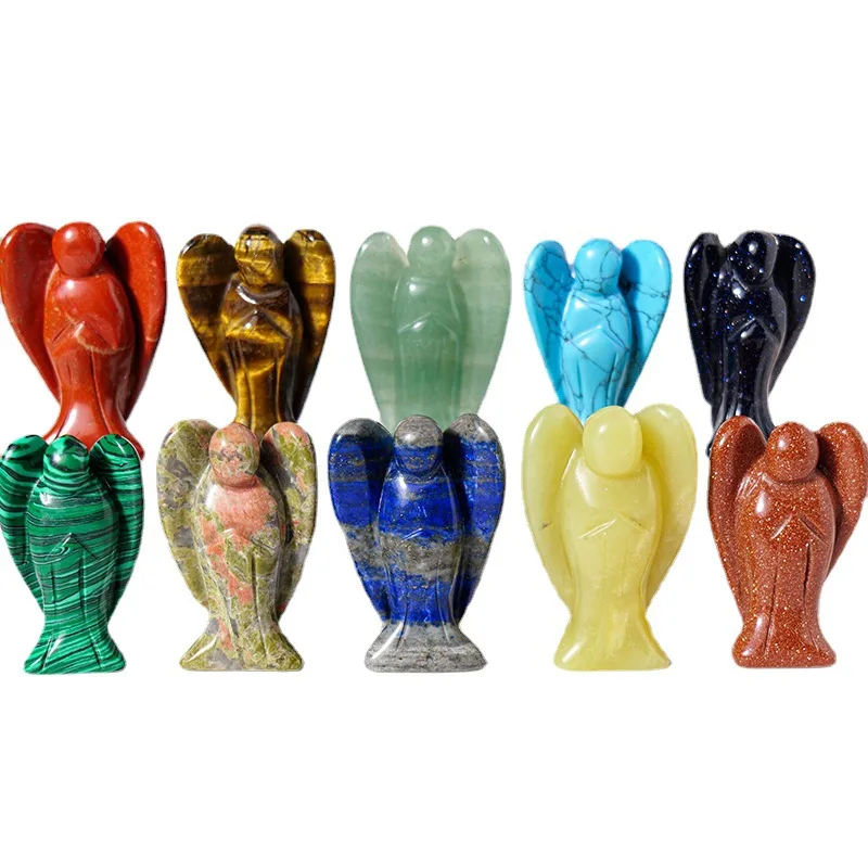 1.5Inch Hand Carved Gemstone Angel for Home office Decor