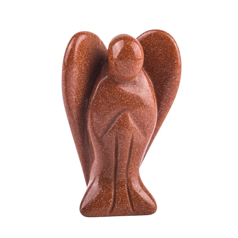 3.0Inch Hand Carved Gemstone Angel for Home office Decor