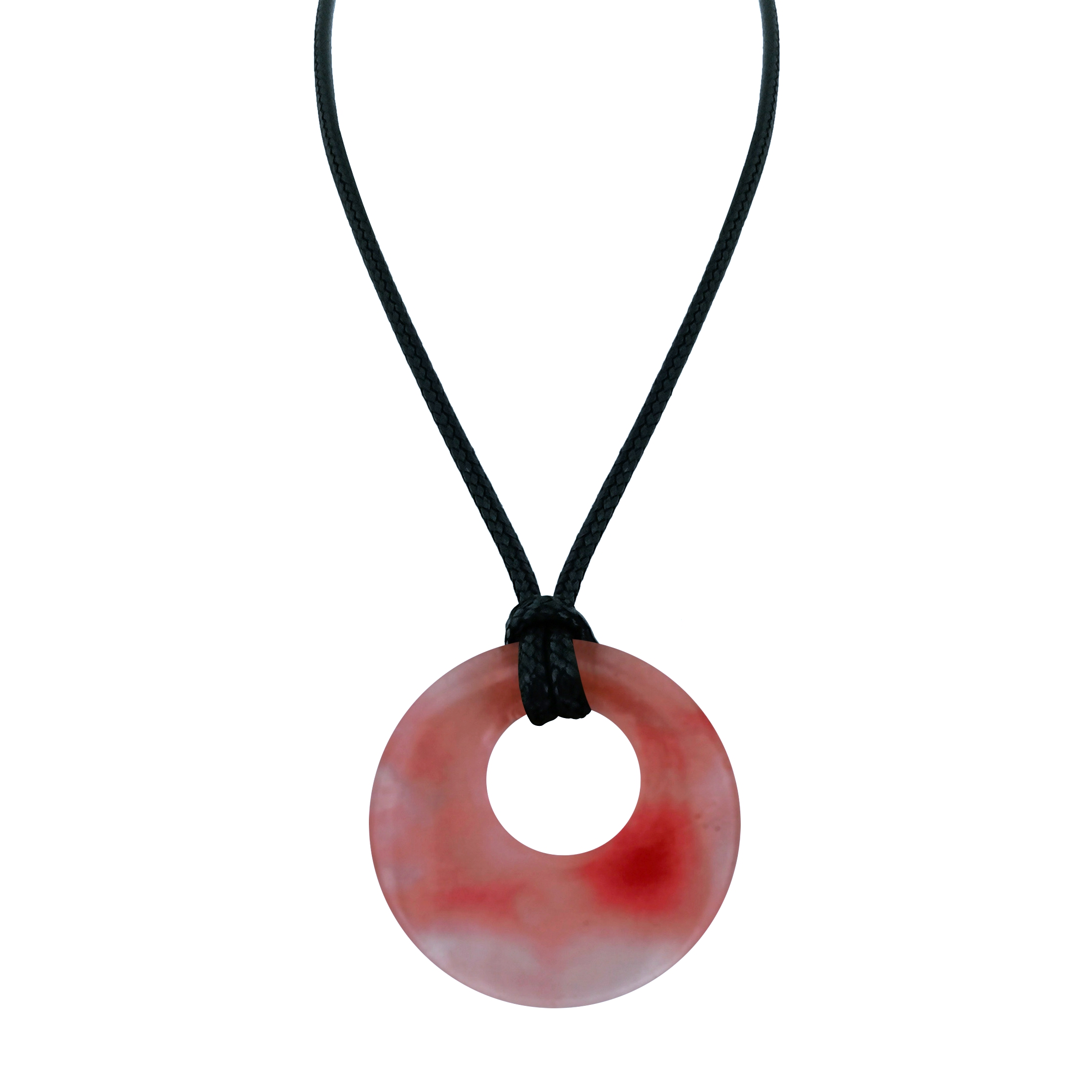 30mm Circle Donut Healing Crystals Necklace Natural Semi-Precious Chakra Gemstone Stone Amulet Lucky Coin Donuts Charm Protection Quartz Reiki Pendant Necklace for Men Women