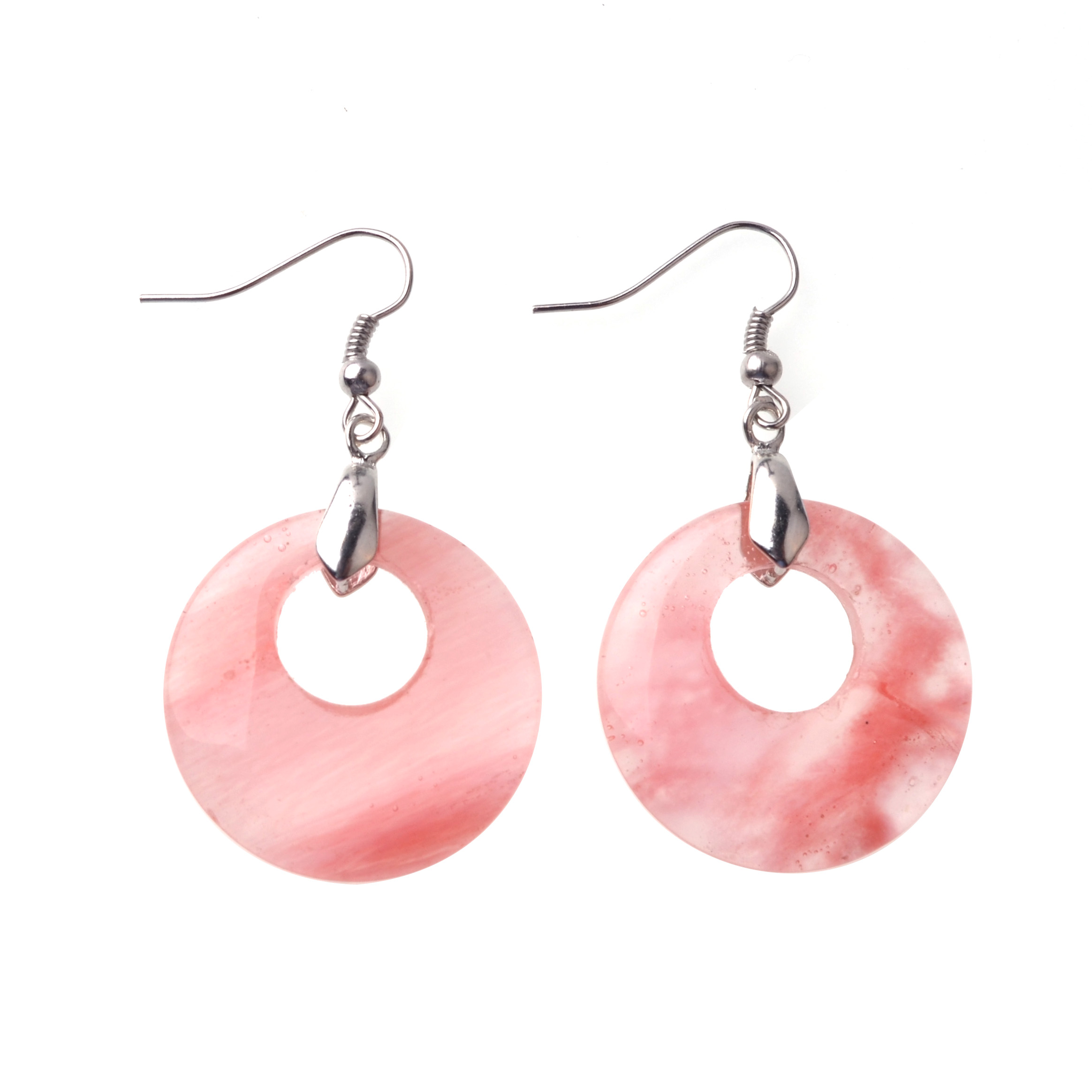 Natural Gemstone Dount Dangle Earrings for women Girls Healing Chakra Circle Round Crystal Pendant 28MM