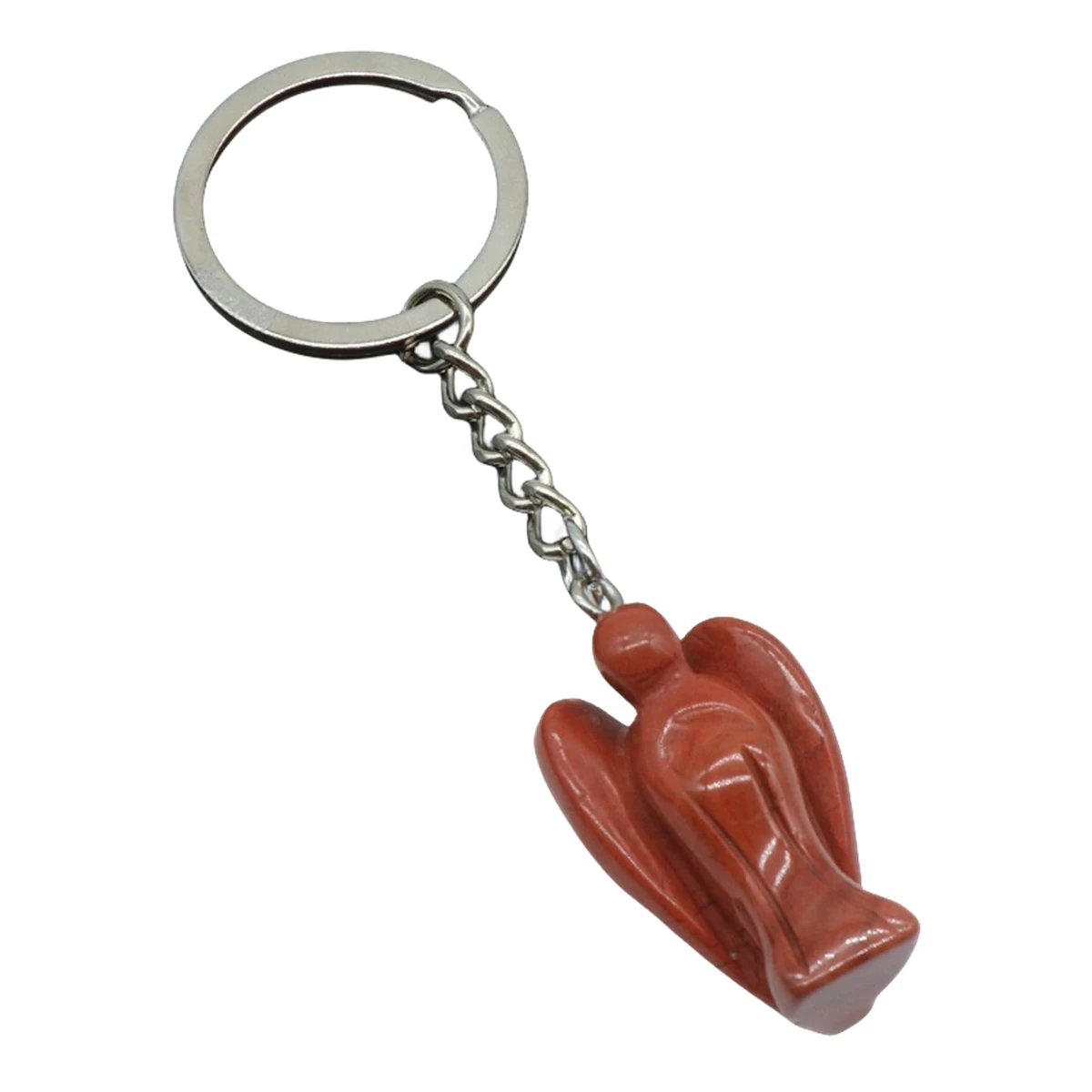 Handmade Craved Gemstone Angel Pendant Keychain  1.5Inch Stone