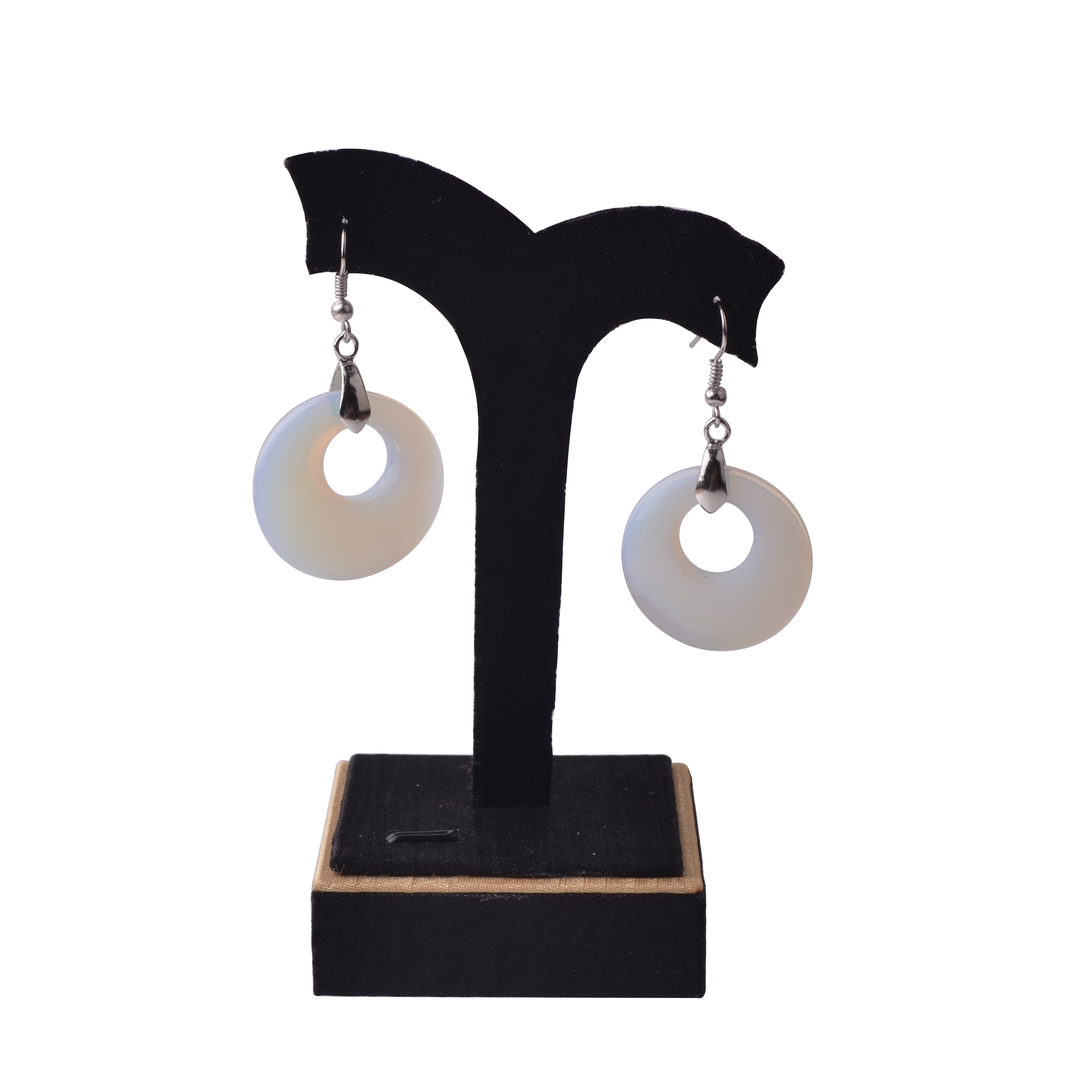 Natural Gemstone Dount Dangle Earrings for women Girls Healing Chakra Circle Round Crystal Pendant 28MM