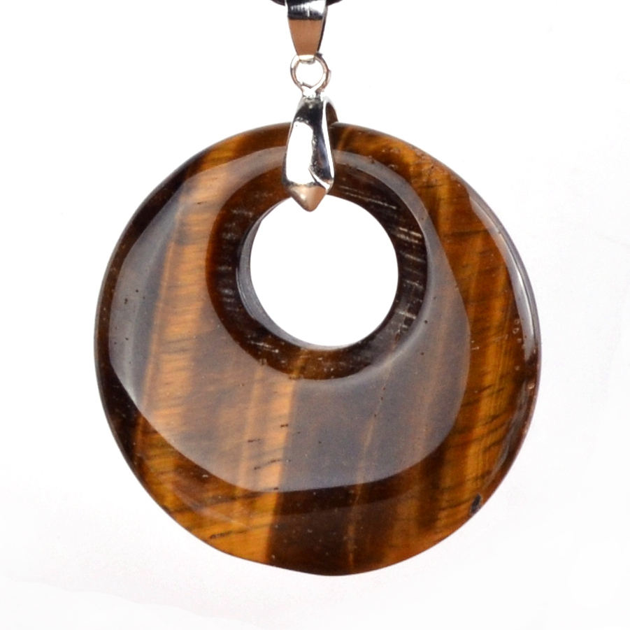 40MM Lucky Coin Round Donut Stones for Jewelry Making Protection Reiki Healing Gemstone Spiritual Crystal Necklace