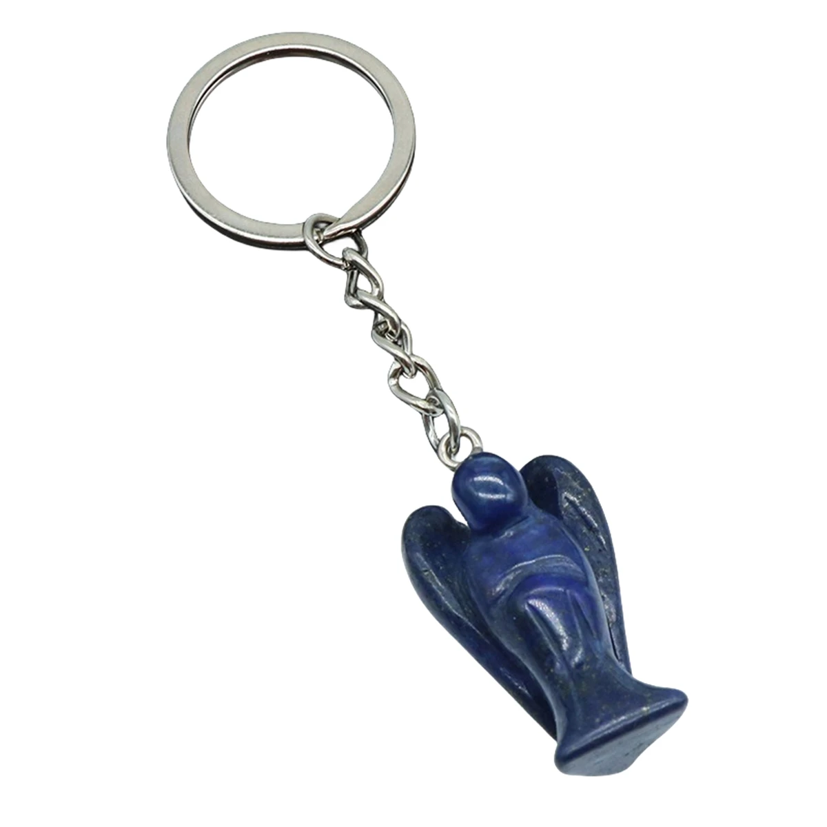 Handmade Craved Gemstone Angel Pendant Keychain  1.5Inch Stone