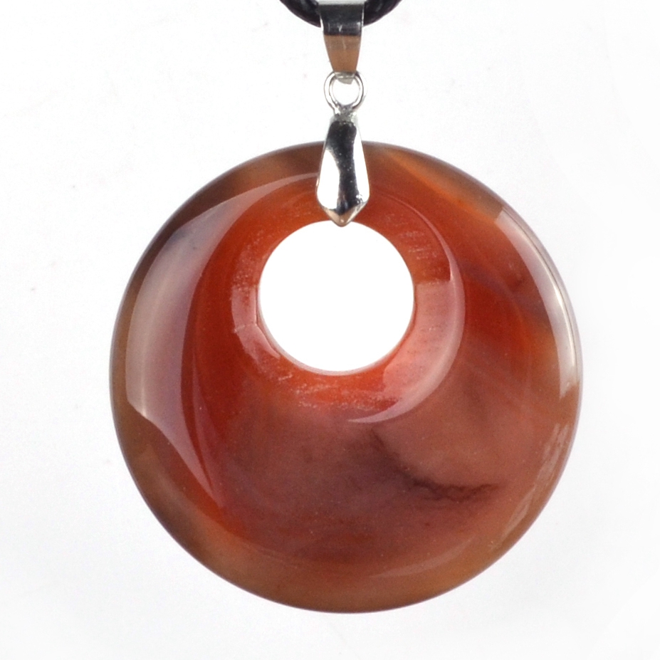 40MM Lucky Coin Round Donut Stones for Jewelry Making Protection Reiki Healing Gemstone Spiritual Crystal Necklace