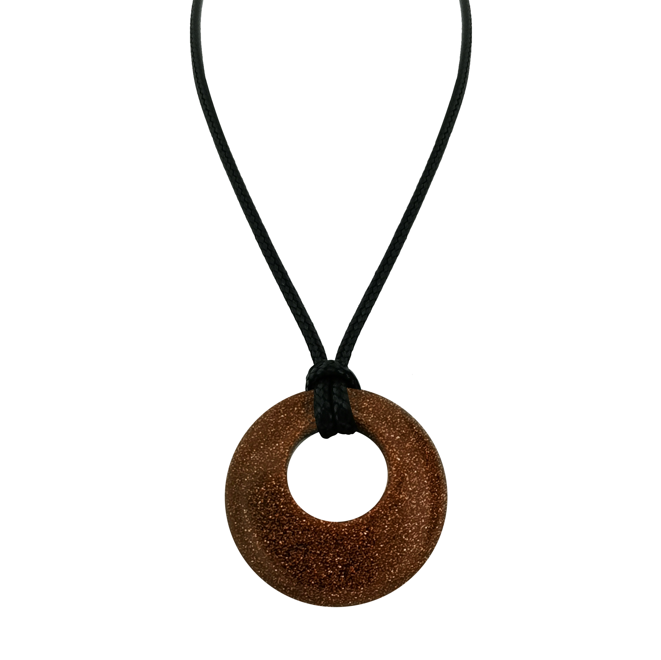 30mm Circle Donut Healing Crystals Necklace Natural Semi-Precious Chakra Gemstone Stone Amulet Lucky Coin Donuts Charm Protection Quartz Reiki Pendant Necklace for Men Women