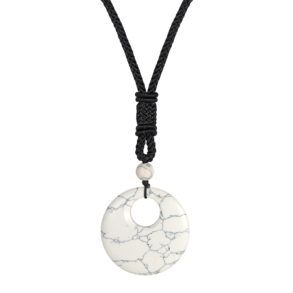 40MM Healing Crystals Necklace Natural Stone Chakra Gemstone Amulet Lucky Coin Donuts Charm Reiki Necklace for Men Women