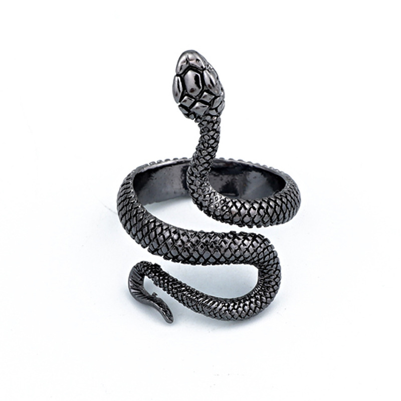 Silver Snake Ring for Women Men Animal Punk VintageReptile Serpent Retro Opening Adjustable SR0105