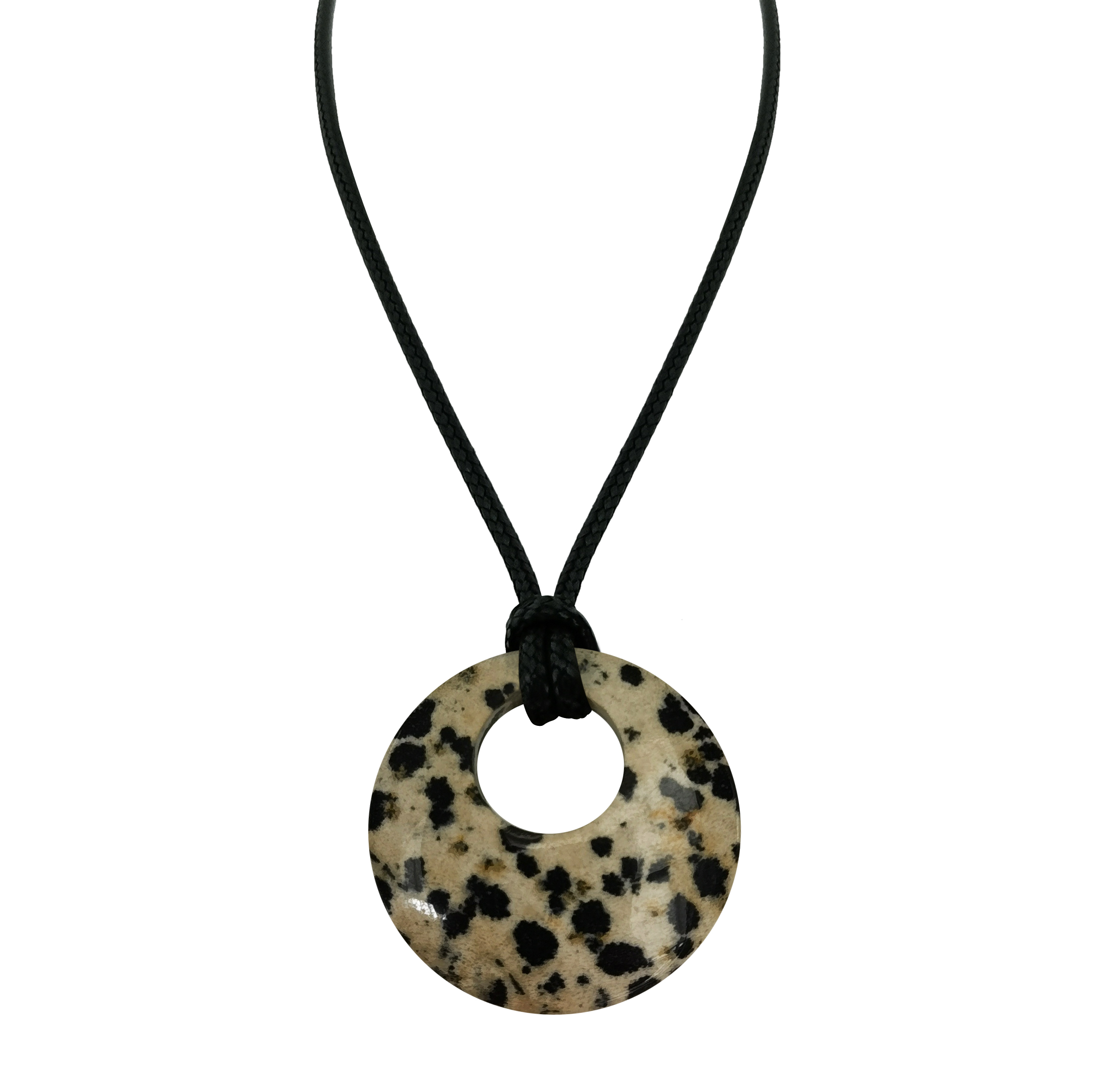 30mm Circle Donut Healing Crystals Necklace Natural Semi-Precious Chakra Gemstone Stone Amulet Lucky Coin Donuts Charm Protection Quartz Reiki Pendant Necklace for Men Women