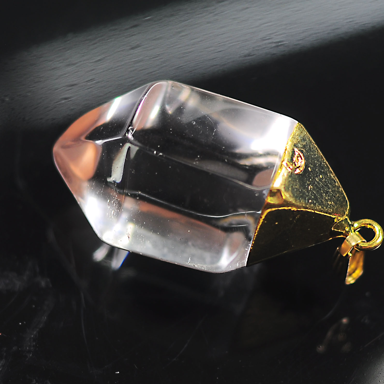 Natural Crystal Hexagonal Pointed Reiki Chakra Pendant Double Point Big Size Quartz for Making Jewelry Plated Gold Wrapped